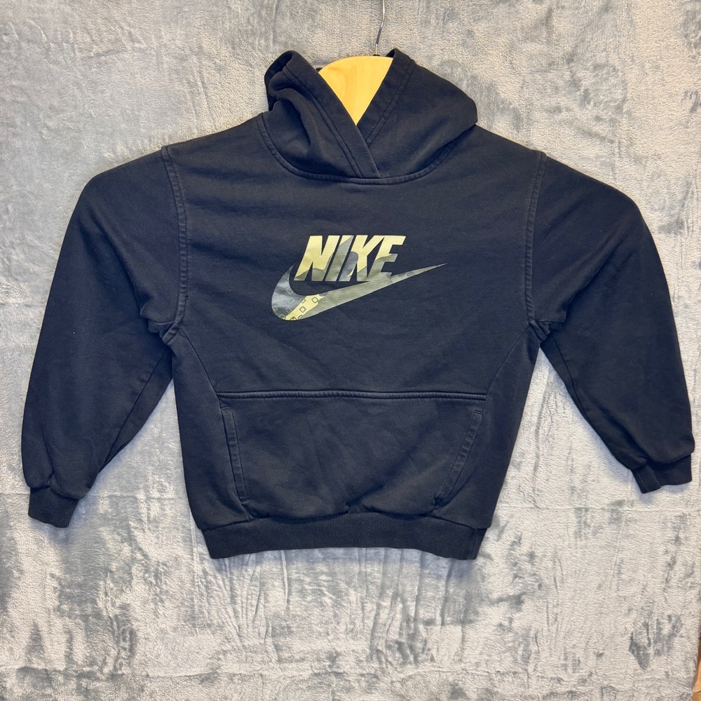 2151 | Nike Camo Futura Logo Fleece Pullover Hoodie Black Youth M